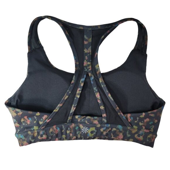 Athleta Contender Leopard Sports Bra Small Mesh Pullover Ancient Forest #446803 - Picture 3 of 8